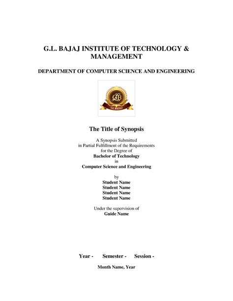 Mini Project Synopsis Format 2020-2021 - G. BAJAJ INSTITUTE OF ...
