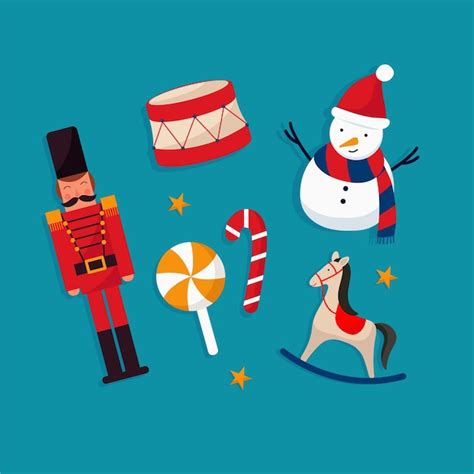Collection de jouets de Noël design plat | Vecteur Gratuite