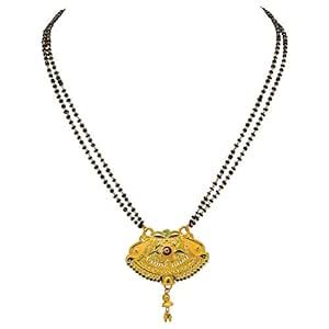 Jewar Mandi Gold Plated Mangalsutra Pendant 24 Inch Crystal Chain ...