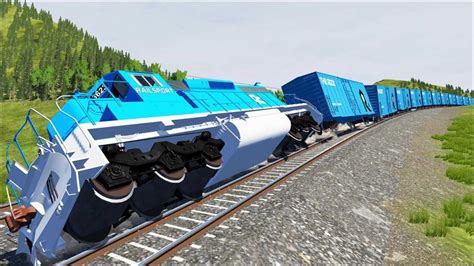 300米超长货运火车加速过弯时不减速脱轨事故，车祸模拟器_腾讯视频