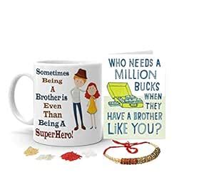 Buy Khakee Ceramic 325ml Coffee Mug for Rakhi Gift (Multicolour) Online ...