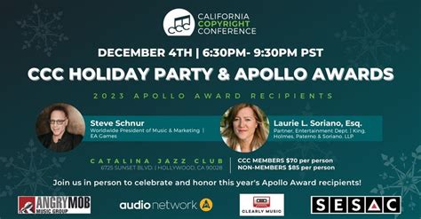 CCC 2023 Holiday Party & Apollo Awards, Catalina Jazz Club, Studio City ...