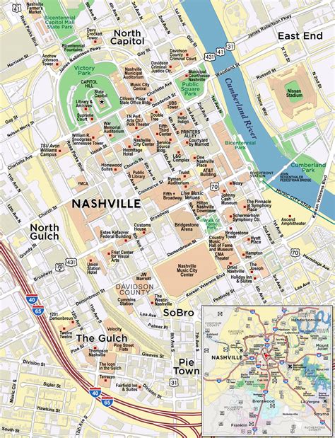 Map Of Downtown Nashville Tn
