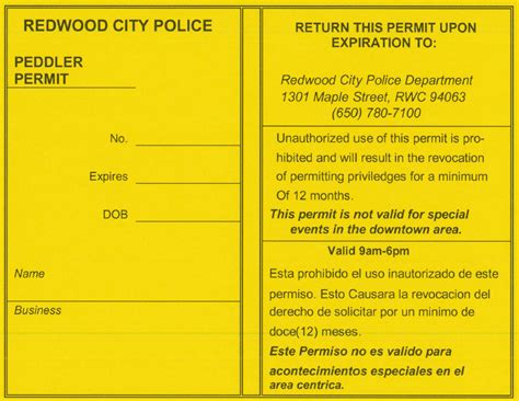 Peddler Permit | City of Redwood City