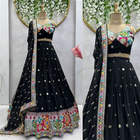 Unique Black Color Sequence Work Georgette Lehenga Choli Form Women ...