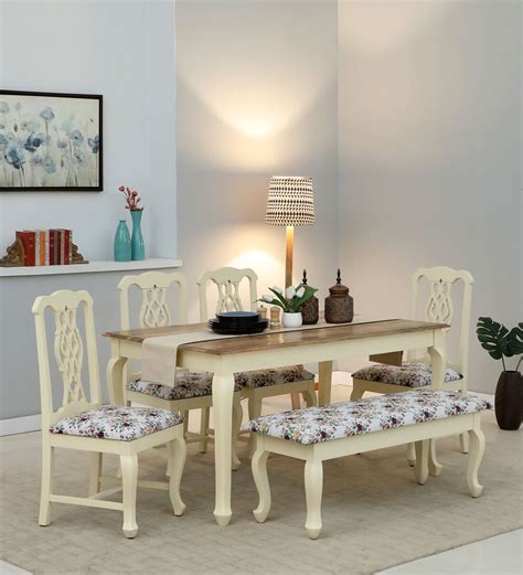 Buy Versaille Solid Wood 6 Seater Dining Set In Tulip Finish With Bench ...