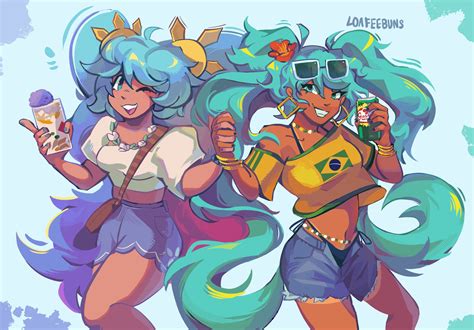 hatsune miku, brazilian miku, and filipino miku (vocaloid) drawn by ...