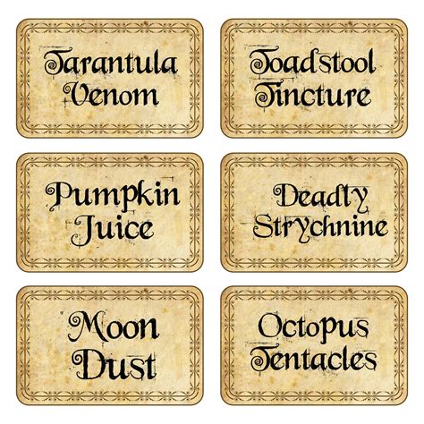 Printable And Editable Potion Labels
