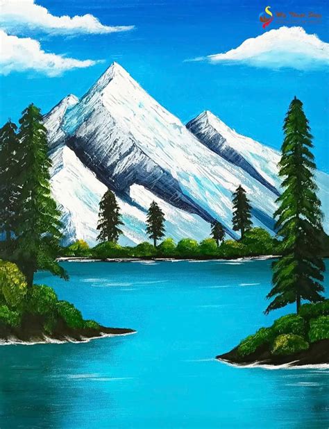 How to Draw Beautiful Mountain Lake | Easy Scenery Drawing