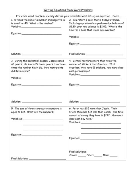 Writing Equations From Word Problems 的图像结果