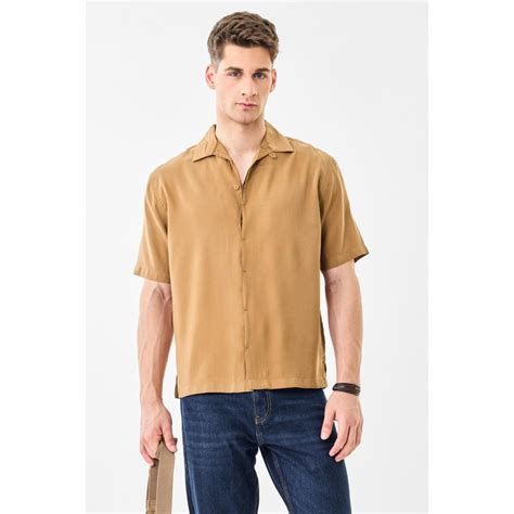 Buy Snitch Men Brown Solid Half Sleeves Boxy Casual Shirt Online