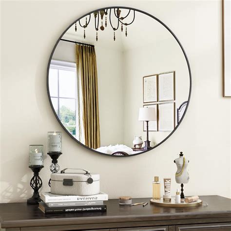 Black Round Bathroom Mirror, 20 inch Circle Mirror, Round Wall Mirror ...