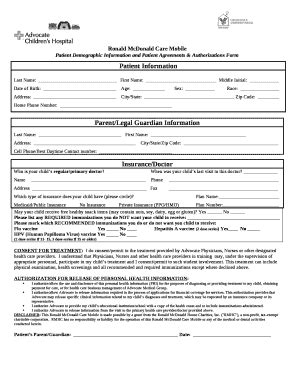 Patient Demographic Ination and Patient Agreements & Authorizations Doc ...