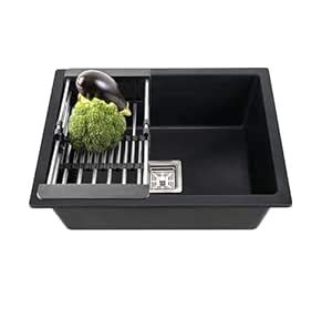 Fossa 18"x16"x09 Quartz Single Bowl Kitchen Sink | Black Non-fading ...