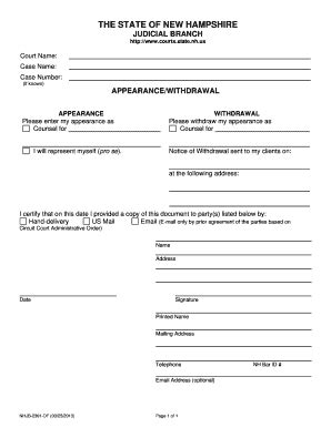 Please Enter My Appearance As - Courts State Nh - Fill and Sign ...