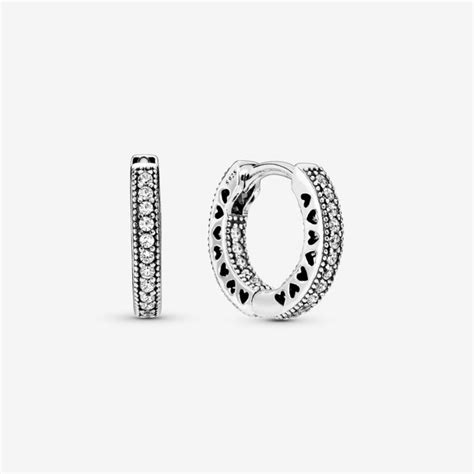 Cheap Pandora Hoop Earrings Online - Pavé Heart Sterling Silver