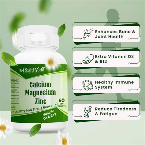 Buy HEALTH VEDA ORGANICS CALCIUM, MAGNESIUM, & ZINC TABLETS WITH ...