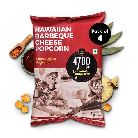 4700BC Gourmet Popcorn, Hawaiian BBQ Cheese, Pouch, 35g*4=140g (Pack of ...