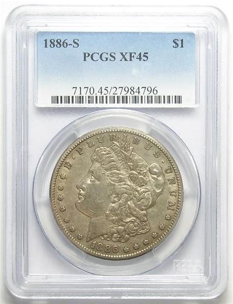 Better Date, Near AU PCGS Slabbed XF-45 1886-S Morgan Silver Dollar ...