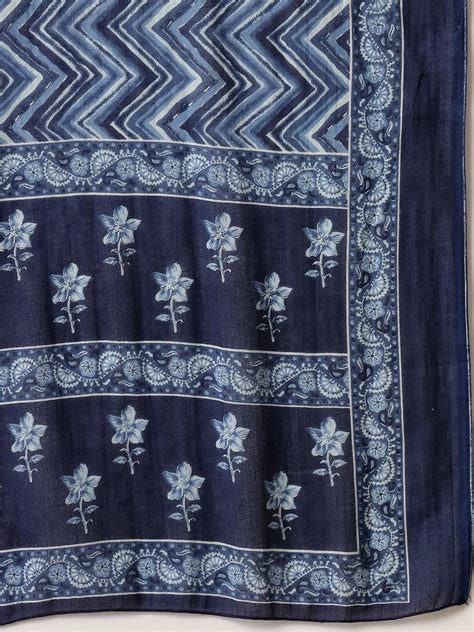 Blue Floral Sequins-Work Pure Cotton Kurta Dupatta Pant Set – Yufta Store