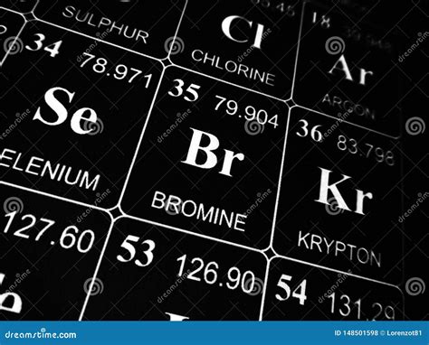 Bromine On The Periodic Table Of The Elements Stock Photography ...