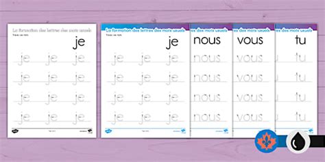 Tricky Words Letter Formation Worksheet French