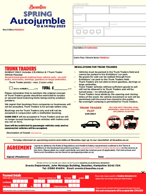 Fillable Online SAJ Trunk Traders 2023 Booking Form A4.indd Fax Email ...