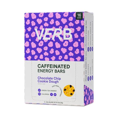 Verb Energy Caffeinated Energy Bars, Chocolate Chip Cookie Dough ...
