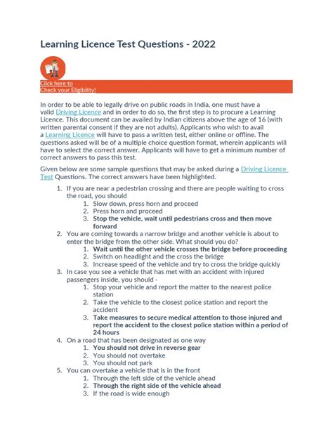 Tutorial for Learner Licence Test 的图像结果