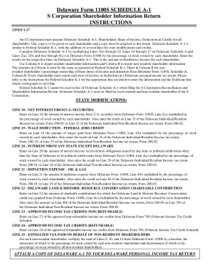 Fillable Online Delaware Form 1100S SCHEDULE A-1 Fax Email Print ...