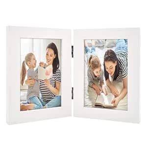 Golden State Art, Hinged 4x6 Double White Frame - Inward Folding ...