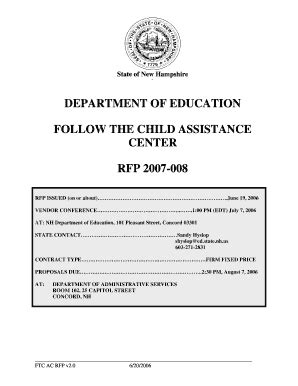 DEPARTMENT OF EDUCATION FOLLOW THE CHILD ASSISTANCE CENTER RFP 2007-008 ...