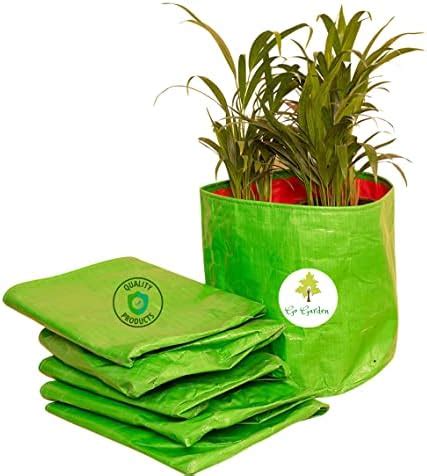 ORGANIC BAZAR 15x15 Grow Bags for Terrace Gardening, Premium HDPE Green ...