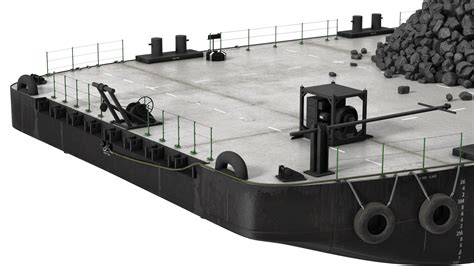 3D model Push Boat Ship with Pontoon Barge Loaded Coal | 3D Molier ...