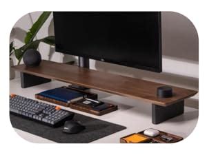 carpentray 100cm Wooden Computer Long Monitor Stand, Monitor Riser Desk ...