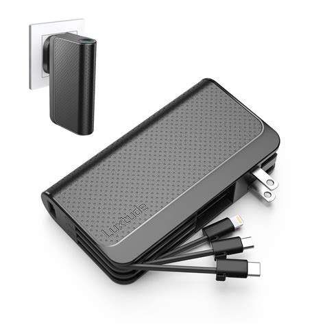Buy Luxtude Portable Phone Charger Built-in Wall Plug, 10000mAh Power ...