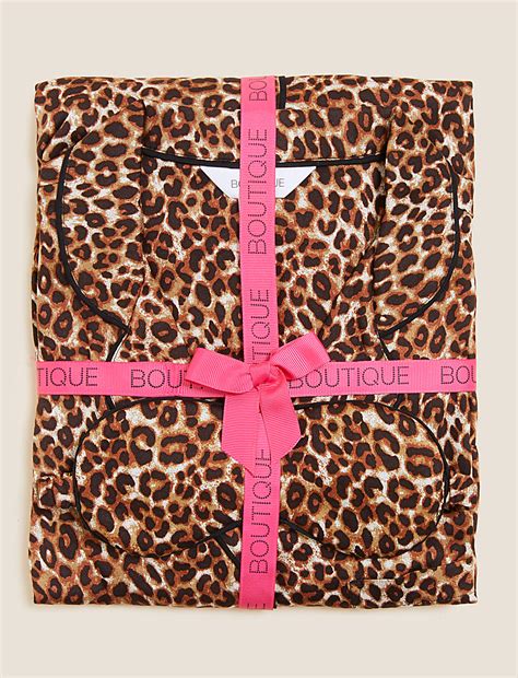 Buy Leopard Print Pyjama Set with Eye Mask at Marks & Spencer