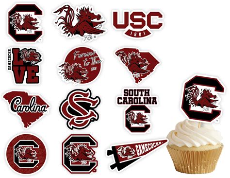 Amazon.com: South Carolina Gamecocks Cupcake Toppers (24 Pcs) South ...
