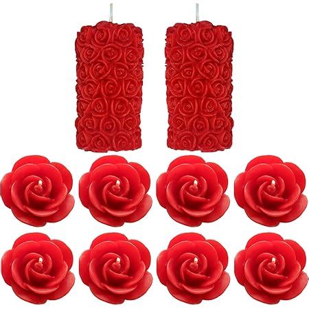 Shraddha Creation Rose Pillar & Floating Rose Wax Scented Candle, Pack ...