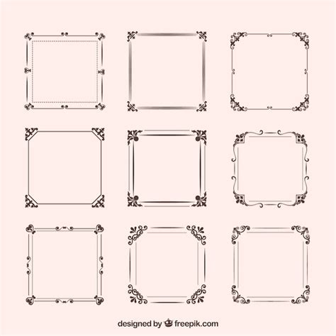 Set of vintage frames with ornaments | Free Vector