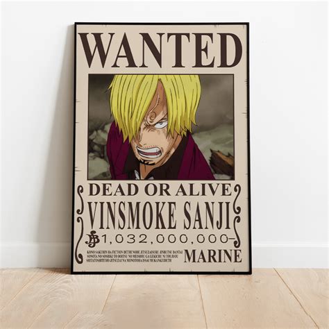 Sanji wanted wall poster – Shinigami Studios