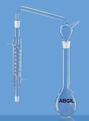 BOROSILICATE GLASS DISTILLATION APPARATUS WITH GRAHAM CONDENSER TH I/C ...