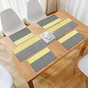 Buy HOKIPO Cotton Ribbed Washable 4 Placemats with Runner for Dining ...