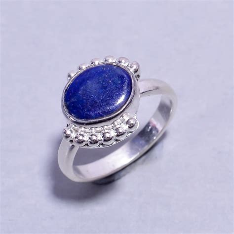 Natural Dark Blue Lapis Lazuli Stackable Fine Gemstone Ring – Gems In ...