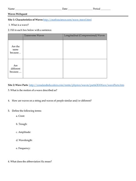Waves Webquest Answer Key - Fill Online, Printable, Fillable, Blank ...
