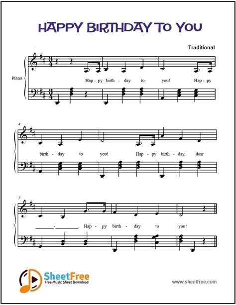 Happy Birthday Piano Sheet Music Notes at Bobbi Thompson blog