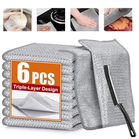 Sigma 6 Pack Dishwashing Cleaning Cloth New Upgraded Multipurpose Non ...