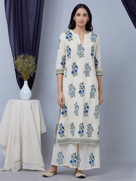 Buy Blue White Hand Block Printed Cotton Suit - Set of 3 | SB00049/S ...