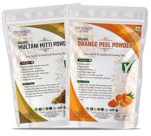 TQS Organic Orange Peel & Multani Mitti Powder Face Pack Powder (Combo ...