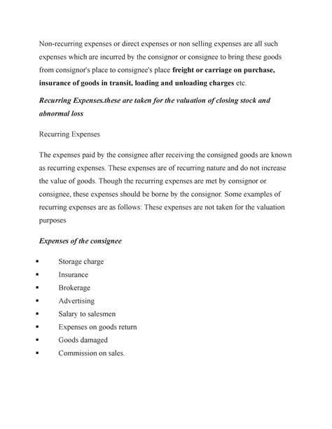 Recurring and non recurring xpenses - Non-recurring expenses or direct ...